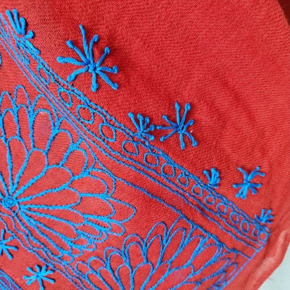 🧚HOST PICK🧚Nanette Lepore Silk and Wool Wrap/Scarf in Crimson and Imperial EUC - Picture 8 of 14